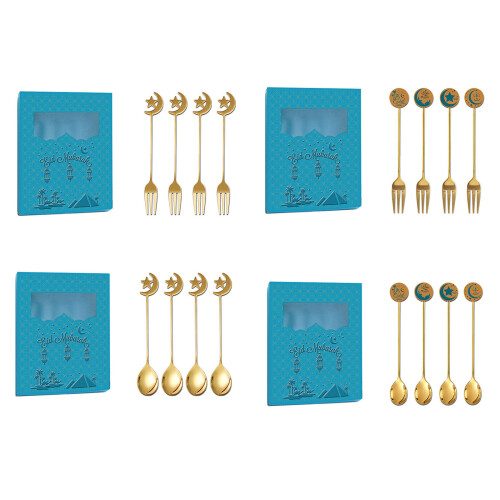 4pcs Sophisticated Spoon/Fork Dining-Round mark gold 4 cr 1