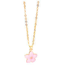Adjustable Fashion Jewelry Cherry Flower Pendant Necklaces-Pink