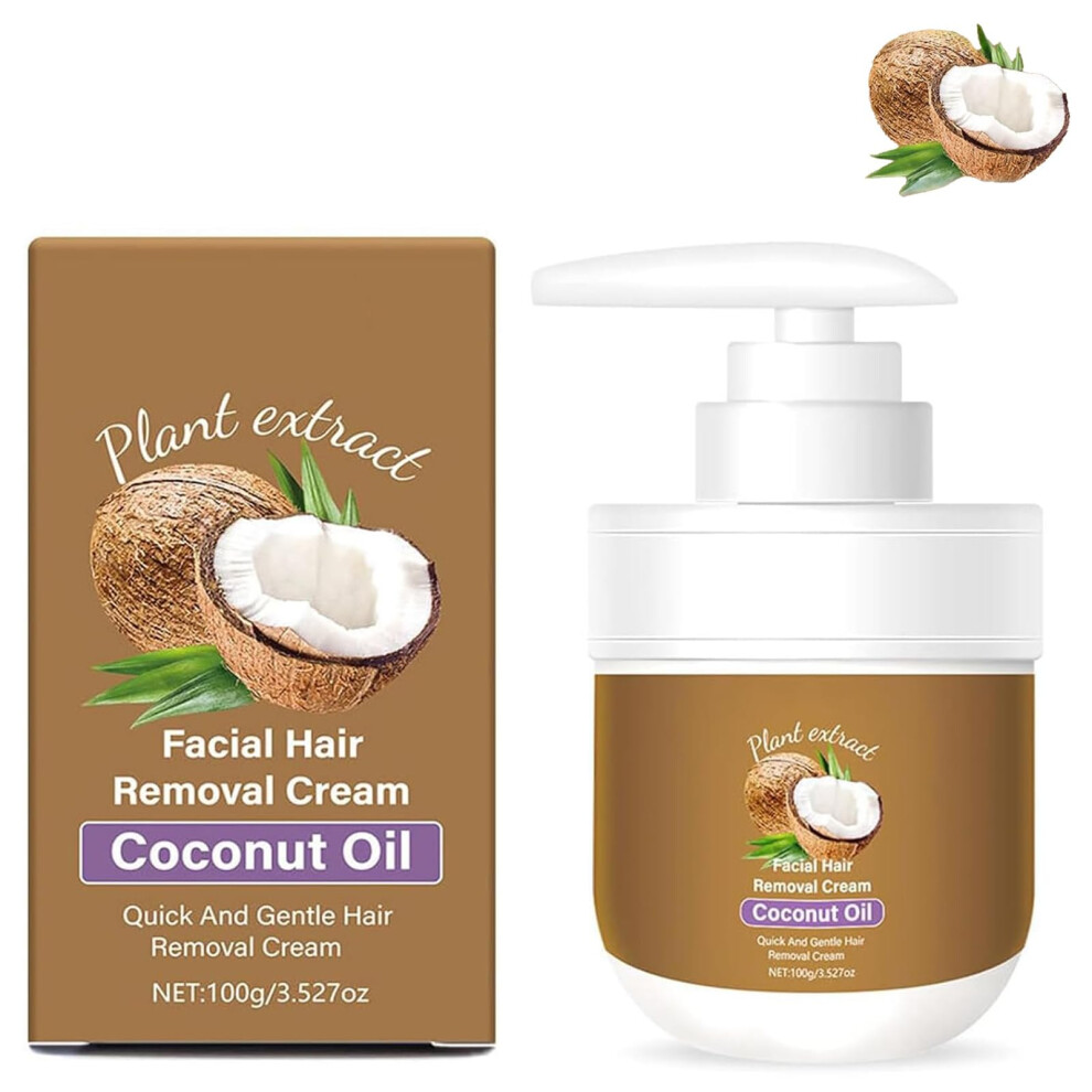 Cream Facial Hair Removal For Sensitive Skin With Gentle Coconut Oil Formula And Botanical Soothing