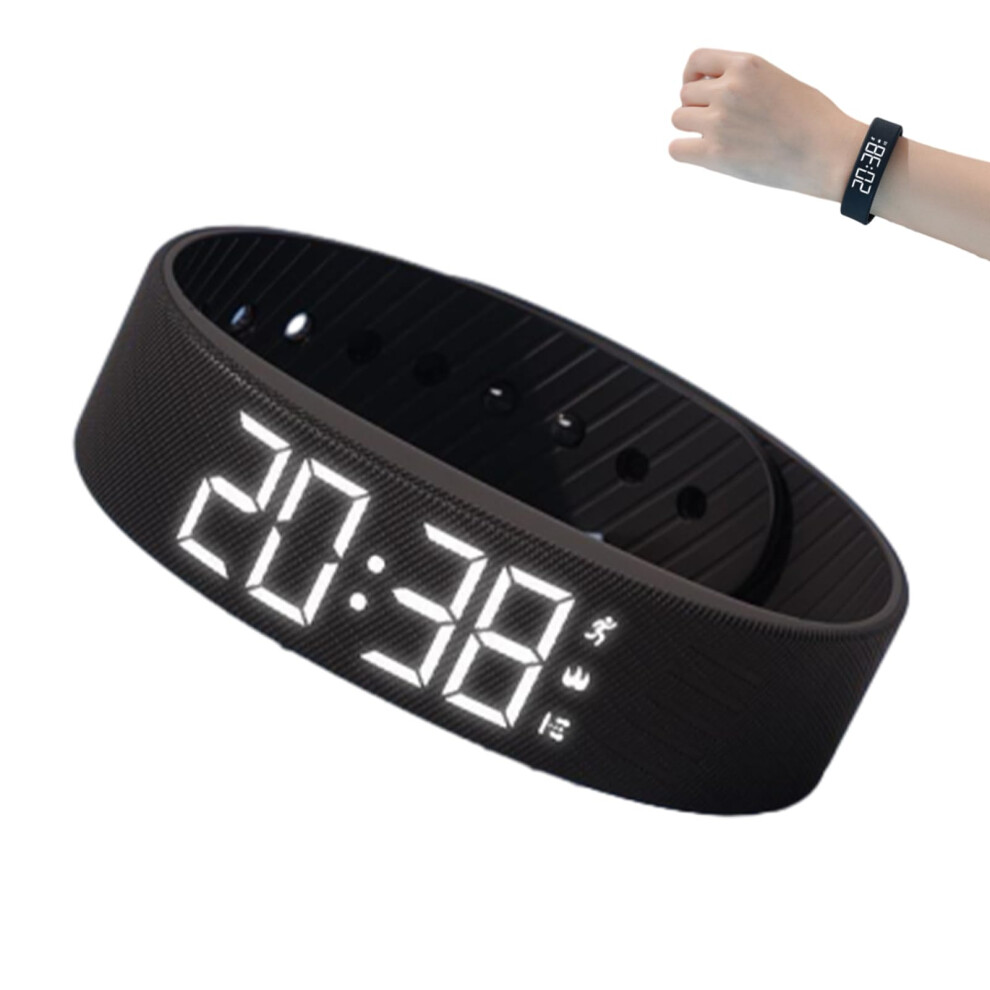 Alarm Clock Wristband With Usb Charging, Silent Vibration Wakeup For Deep Sleepers, Ip65 Waterproof Black 9323874708171
