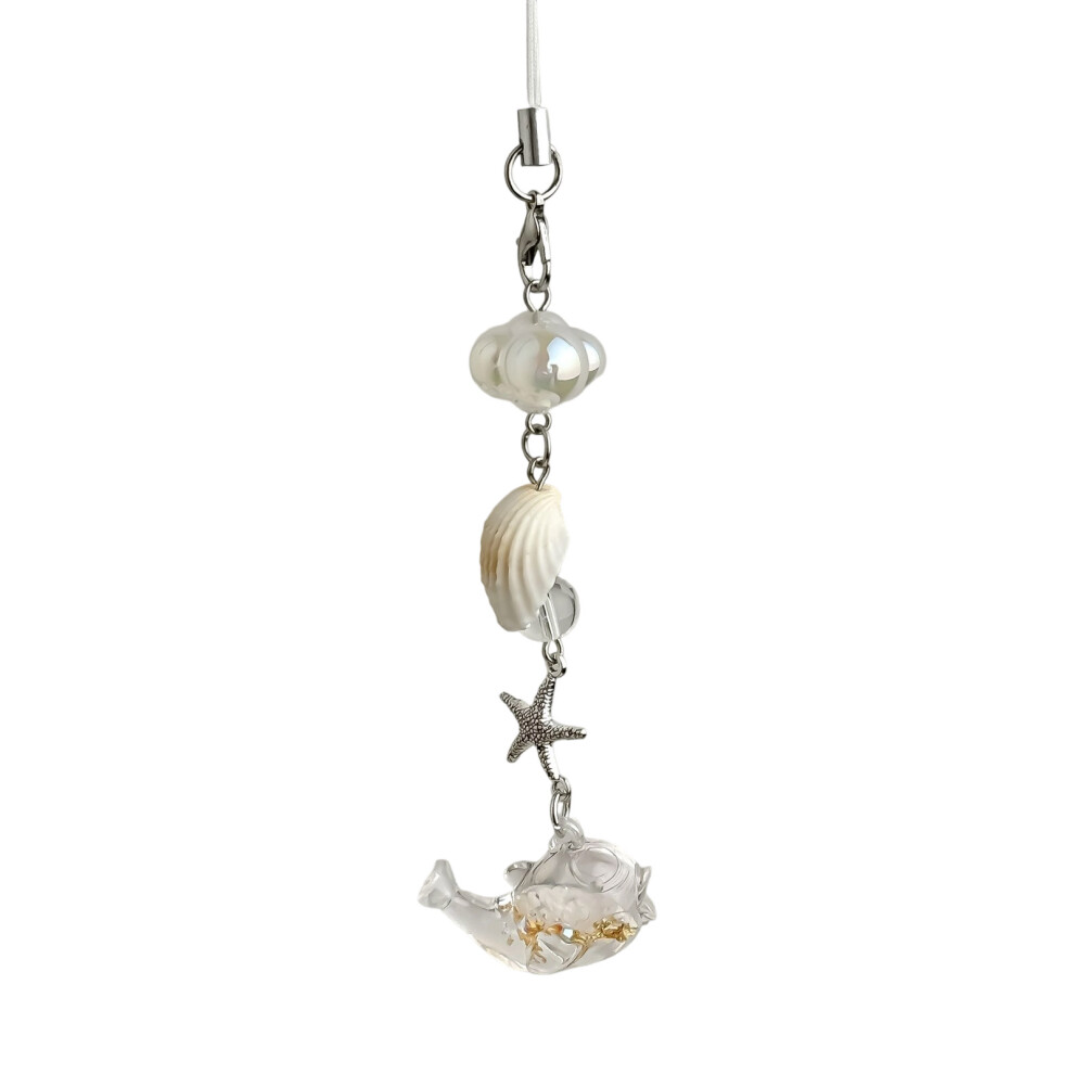 White Practical Whale Keychain Delicate Key- Hanging Rope