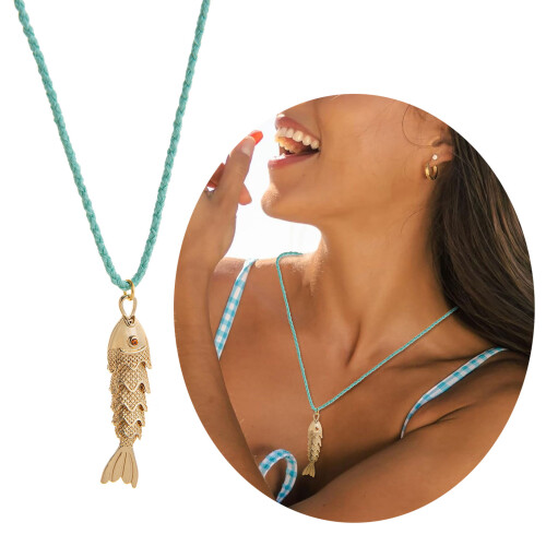 Contemporary Adjustable Fish Pendant Necklace With-Beaded carp 2