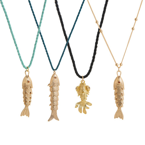Contemporary Adjustable Fish Pendant Necklace With-Beaded carp 1