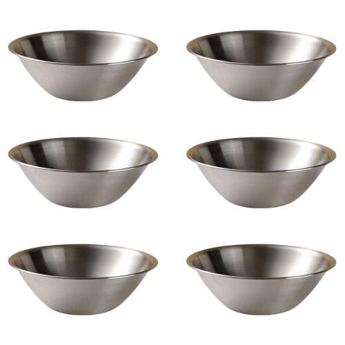 6Pcs Stainless Steels Restaurant Snacks Bowl Thicken V-silver L