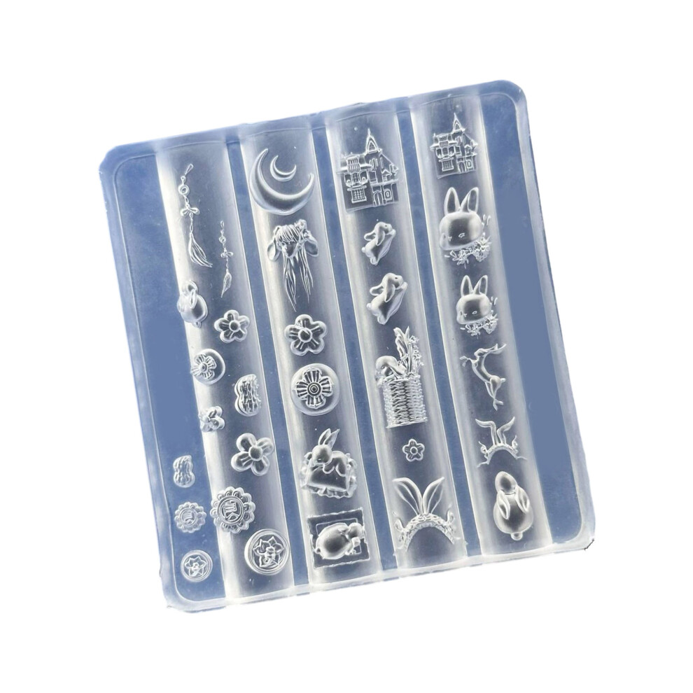 Rabbit Themed Clear Silicone Nail Art Mould for Crafting-C422