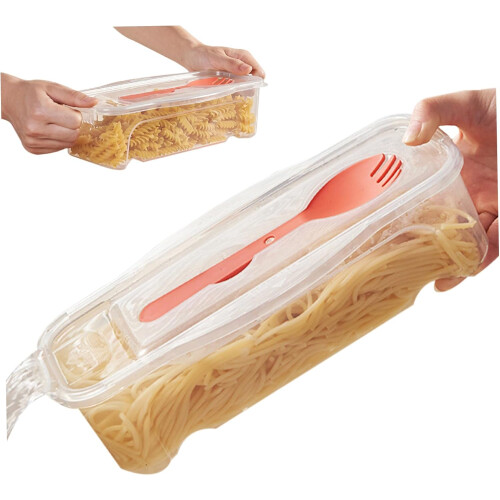 Microwave Pasta Cooker with Strainer 1.3L, Lid  Fork, HeatResistant 1