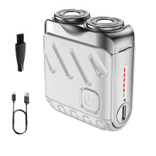 Electric Travel Shaver Mini USB Rechargeable Beard Razor for Men Portable Suitcase Design White