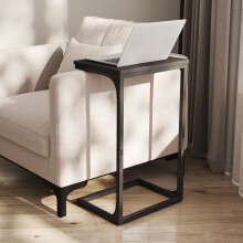 C-Shaped Side Table, Bedside Table, Sofa Side Table, with Metal Frame, Industrial, for Living Room, Bedroom