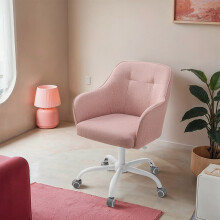 Office Chair, Swivel Chair, Desk Chair, Makeup Vanity Chair, Adjustable Height, Armrests, 110 kg Load Capacity, Cotton-Linen Fabric, for Home Office,