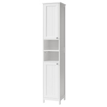 Slim Storage Cabinet with Adjustable Shelves, Tall Freestanding Bathroom Organizer, Modern, for Small Spaces, White