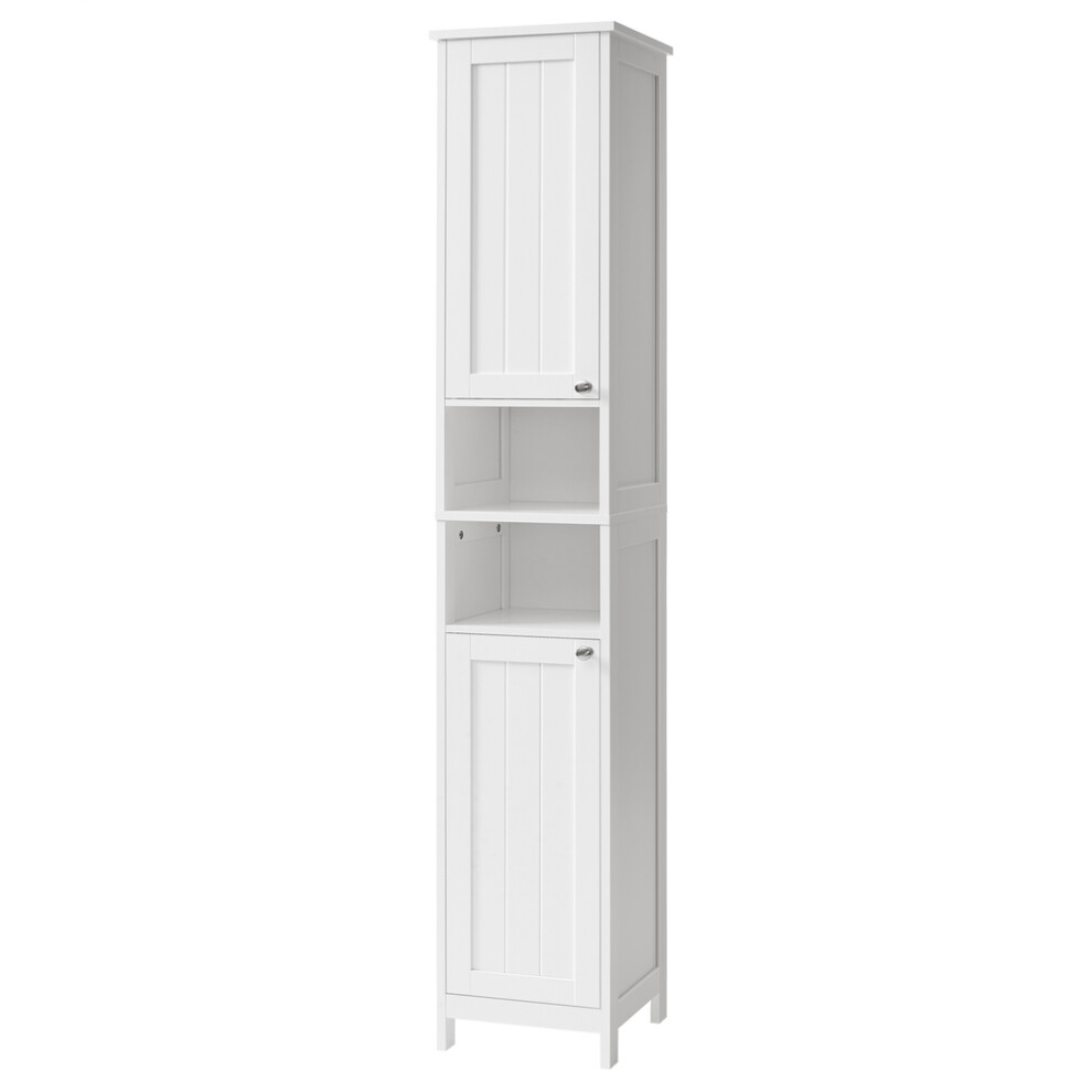 Vasagle Slim Storage Cabinet With Adjustable Shelves, Tall Freestanding Bathroom Organizer, Modern, For Small Spaces, White
