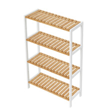Bamboo Storage Shelf, 4-Tier Shelving Unit, Multifunctional, in the Hallway, Bathroom, Living Room, Balcony, Kitchen