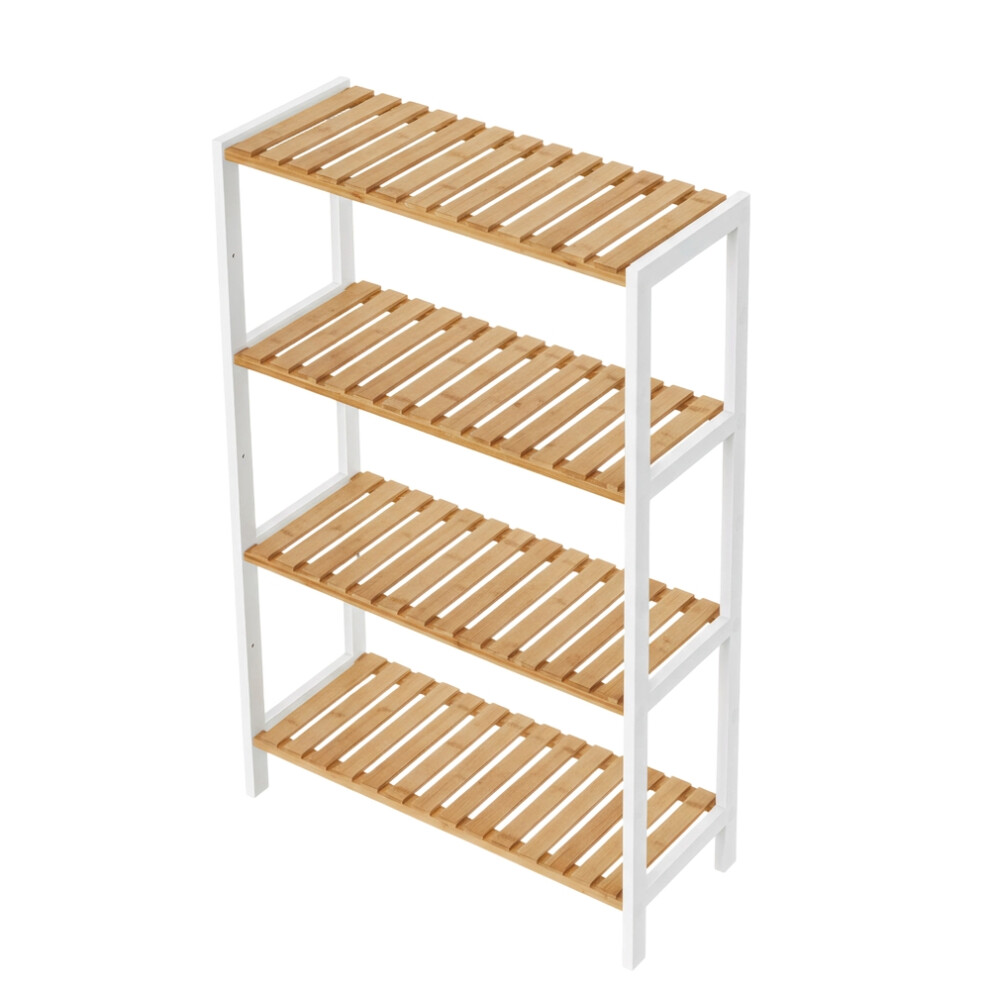 Songmics Bamboo Storage Shelf, 4-Tier Shelving Unit, Multifunctional, In The Hallway, Bathroom, Living Room, Balcony, Kitchen