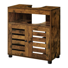 Bathroom Cabinet with Adjustable Shelf, Storage Unit with 2 Louvred Doors, for Pedestal Sinks, Brown