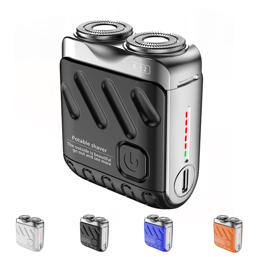 Black Electric Shaver For Men Waterproof Dual Ring Rotary Blades Fast Charging Long Battery Life