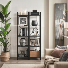 5-Tier Storage Shelf, Freestanding Bookcase for Home Office, Living Room, Industrial