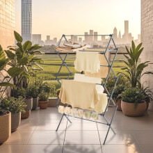 Foldable Clothes Airer, Clothes Drying Rack, Compact Clothes Horse Dryer, Laundry Rack, Steel Frame, 37 x 75 x 135.1 cm, Easy Assembly, Indoor Outdoor