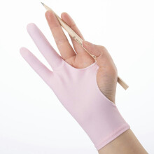 1 Piece Artist Painting Gloves Palm Rejection Two Finger Gloves for Drawing Pen Display Paper Art Sketching Graphics PinkL Rosa L
