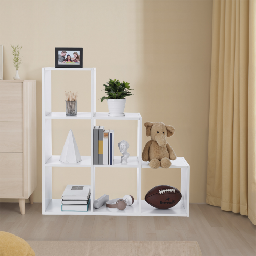 VASAGLE Bookcase, Staircase Shelf, Storage Unit, 6 Compartments, for Office 2
