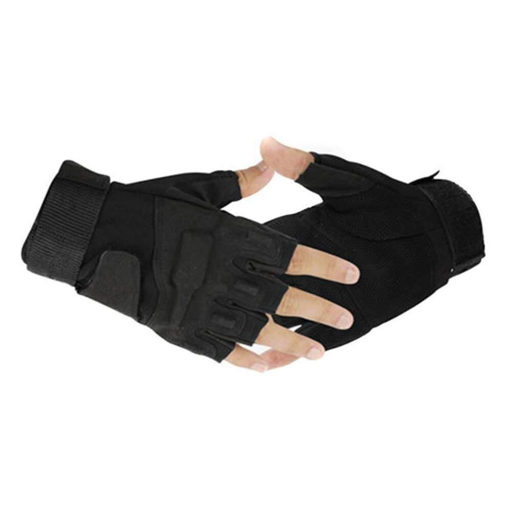 Half Finger Fingerless Gloves Driving Motorcycle Biker Hunting Riding Fingerless Gloves Outdoor Sports Gloves M Black 9119770547873