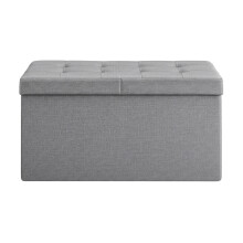 Storage Ottoman, Foldable Storage Bench, 38 x 76 x 38 cm, Flipping Lid, 300 kg Load Capacity, for Hallway, Living Room, Bedroom
