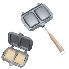 DoubleSided Sandwich Maker, Sandwich Toaster, Gas NonStick Sandwich Iron Flip Grill Pan for Waffle Panini Toast, for Open Fire (02) 02 cm