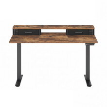 Electric Standing Desk with Built-In Power Strip, 60.1 x 120.1 x (72.1-120.1) cm, Adjustable Height, Monitor Stand, Rustic Brown
