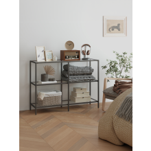 39.4 Inch Console Table, 3-Tier Modern Sofa Table for Hallway, Living Room Bedroom, Black