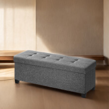 Storage Ottoman Bench, Foldable Foot Rest with Plastic Legs, 38 x 110 x 40 cm, End of Bed Bench, for Living Room, Bedroom