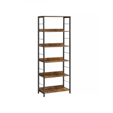 Storage Shelf, 6-Tier Bookshef, for Living Room, Study, Home Office, Rustic Brown