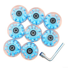 Skateboard and roller skate LED wheels, slipresistant, wearresistant polyurethane design, blue, 8 pieces