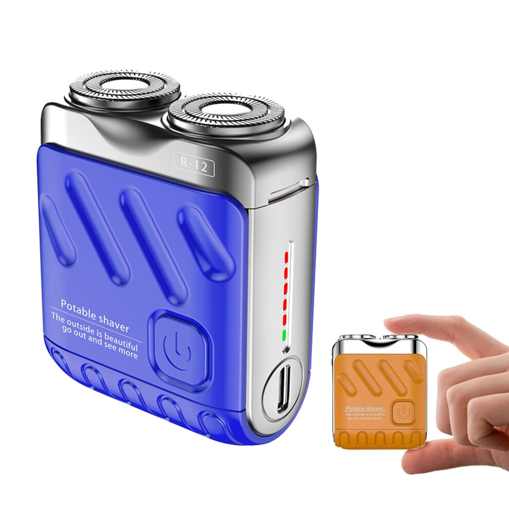 Electric Shaver USBC Fast Charging Dual Rotary Blades IPX7 Waterproof Magnetic Head BBlue
