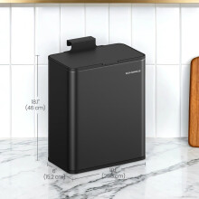 2.1-Gallon, 8 L Hanging Kitchen Trash Can with Lid, Cupboard Door Hanging or Wall-Mounted, Black