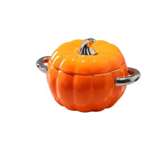 Ceramic casserole with lid, multifunctional pumpkin pot for all stoves (Orange)