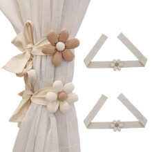 Corda decorativa, prendedores de cortina com flores boho, elegante cortina para janelas, flores de tecido artesanais para quarto, sala de estar,