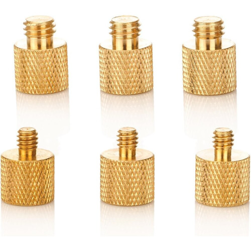 Solid Brass Mic Screw Adapters, Precision Made Tripod Stand Microphone Stand Connector, Sturdy Rust-proof Anti-corrosion Knurled Surface Clear Threads 1