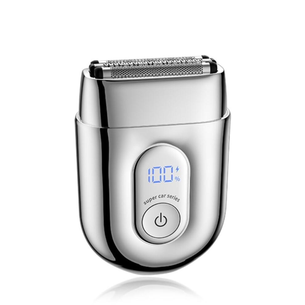 Electric Shaver for Men, PalmSized USBC Fast Charging Wet Dry Grooming Tool with Travel Lock, Silver