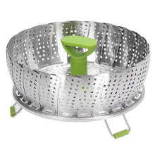 Cuiseur vapeur pliable, panier vapeur préservant les nutriments pour une cuisine saine, cuiseur vapeur extensible en acier inoxydable pour légumes.