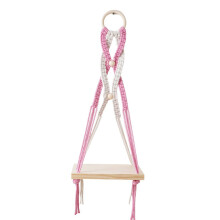 Handcrafted Wall Shelf Hanging Storage Holder-Light Pink Beige