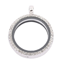 Vacuum Plated Alloy Jewelry Magnetic Locket Necklace-Silver
