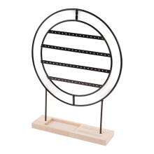 Farmhouse Style Wood Metal Earring Display Holder Bucolic-Black