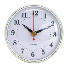 80mm Clock Insert with Arabic Numerals, Silver Bezel Quartz Movement for 75mm Mounting Hole