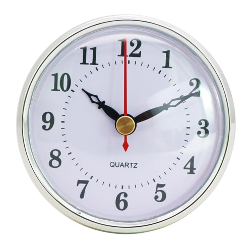 80mm Clock Insert with Arabic Numerals, Silver Bezel Quartz Movement for 75mm Mounting Hole