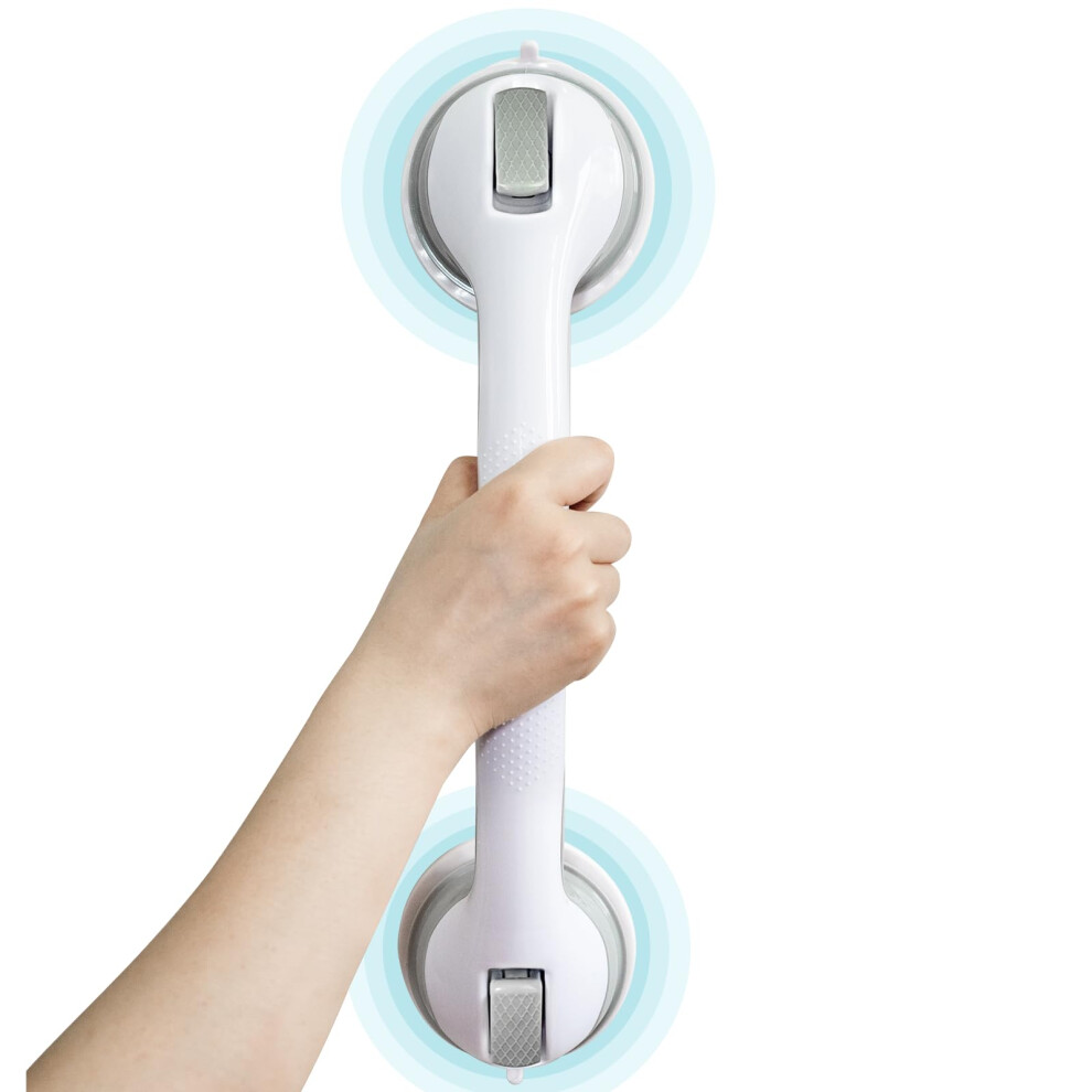 Shower Grab Bar 16 Inch with Secure Suction Grip for Elderly, Removable Bathroom Safety Rail