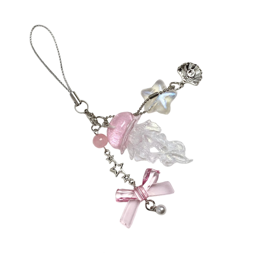 Stylish Marine Charm Inspired Resin Mobile- Hanging Rope Pink 7696001084212