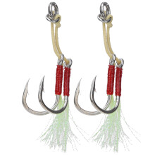 Hameçons assistés pour jigs à lancer lent, hameçons en fer affûtés à la main, construction en acier inoxydable, idéaux pour la pêche en eau