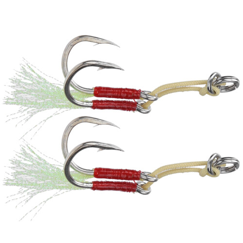 Αγκίστρια Assist για Slow Pitch Jigs, Χειροκίνητα Τροχισμένα Σιδερένια Αγκίστρια, 2