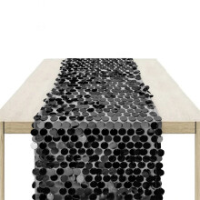Decoratieve iriserende tafelkleed pailletten tafelloper-Zwart