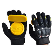 Longboard Downhill Slide Gloves Skate Gloves with Slide Pucks (Yellow)
