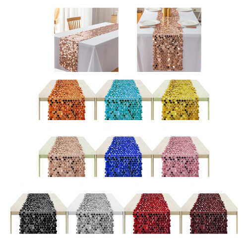 Chemin de Table rectangulaire élégant à paillettes, nappe-Noir 2